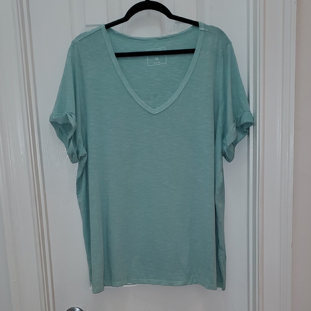 Candace Cameron Bure Green Oversized Cuffed Sleeve T-Shirt
